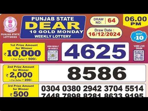 punjab state dear 10 gold monday weekly lottery|Punjab State Lotteries.